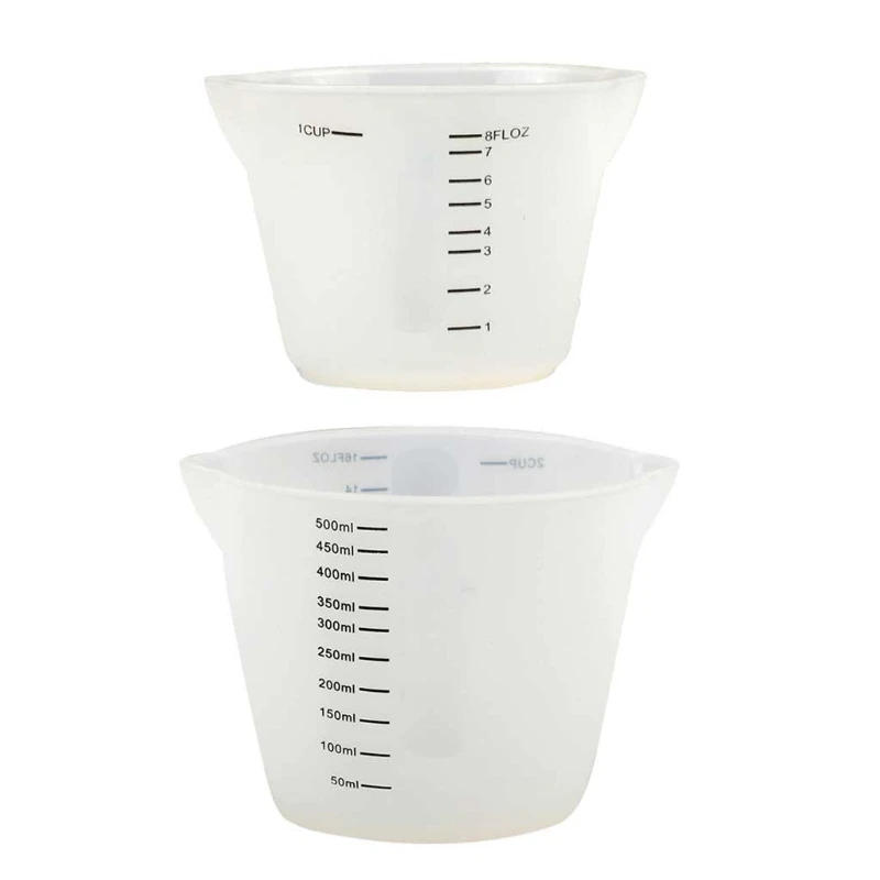 

2021 New 500ml & 250ml Reusable Silicone Measuring Cups Epoxy Resin Mixing Casting Cups