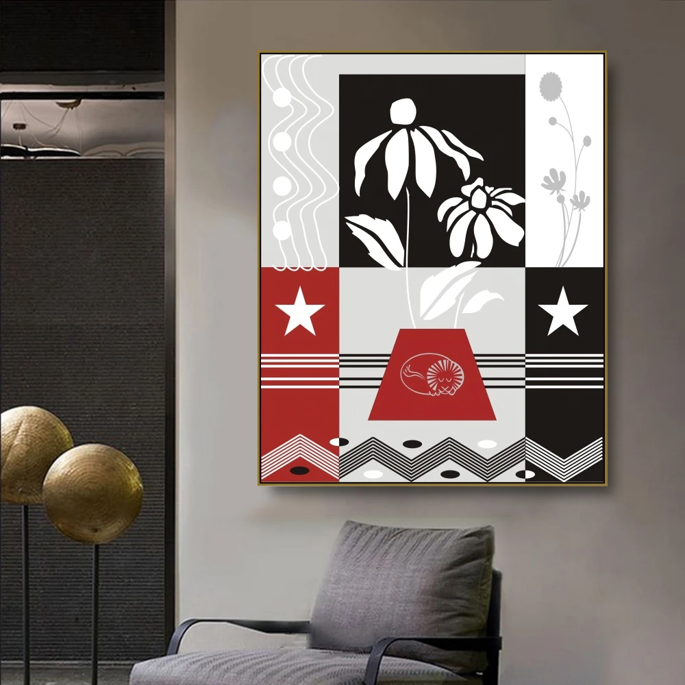 

Laeacco Abstract Still Life Canvas Painting Calligraphy Wall Art Wall Pictures Posters Print for Living Room Home Decor No Frame