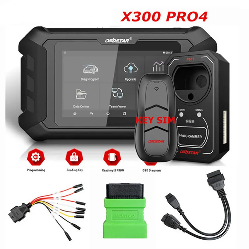 OBDSTAR X300 PRO4 Key Master с FCA 12 + 8 универсальным адаптером/многофункциональным перемычным
