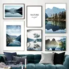 Плакат с природой, пейзажем, джунглями, деревом, озером, лодкой, горами, отражение, цитаты, настенная живопись, холст, картины в скандинавском стиле