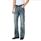 Джинсы-клеш мужские большого размера, свободные брюки-клеш с вырезами на штанинах, дизайнерские классические джинсы с завышенной талией