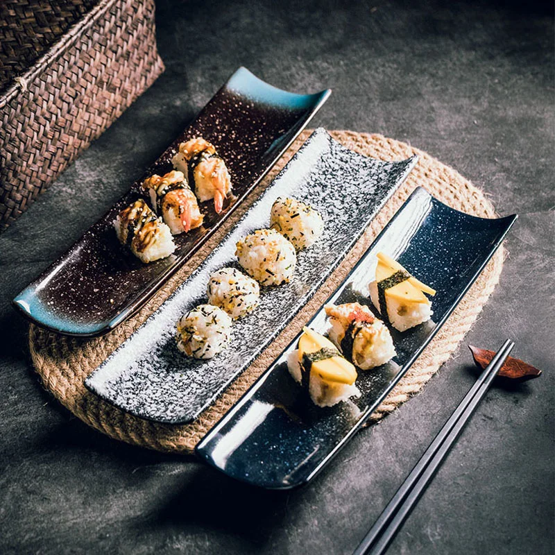 

Прямоугольная тарелка для суши в японском стиле, креативные блюда, плоская тарелка, горячий горшок для ресторана, ресторана, керамическая т...