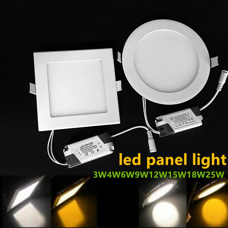 

1pcs Ultra thin 3W/4W/ 6W / 9W / 12W /15W/ 18W LED Ceiling Recessed Grid Downlight / Slim Round/Square Panel Light