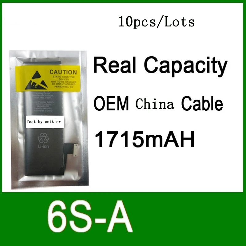 

10pcs/lot Real Capacity China Protection board 1715mAh 3.82V Battery for iPhone 6S 6GS zero cycle replacement repair parts 6S-A