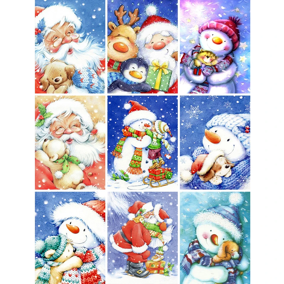 

5D алмазная живопись «сделай сам», мультяшный Санта-Клаус, снеговик, Набор для вышивки крестиком, полноразмерная вышивка, мозаика, искусство,...