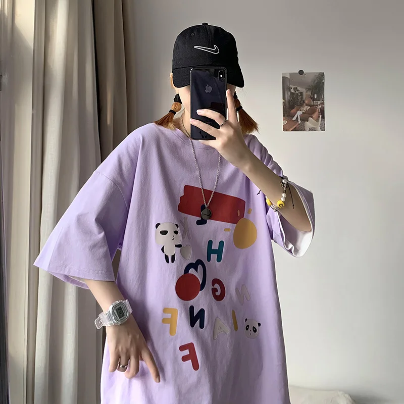 

Cartoon Print T Shirts for Women 2021 Fashion Trends Oversized Graphic Clothing Girls Oversized Casual Tops Harajuku Streetwear