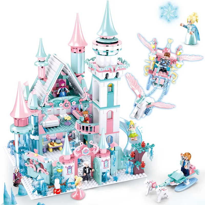 

New Friends Series Elsa`s Magical Ice Castle Dream Princess Queen Anna Model Figures Building Blocks Friends Gifts Toy