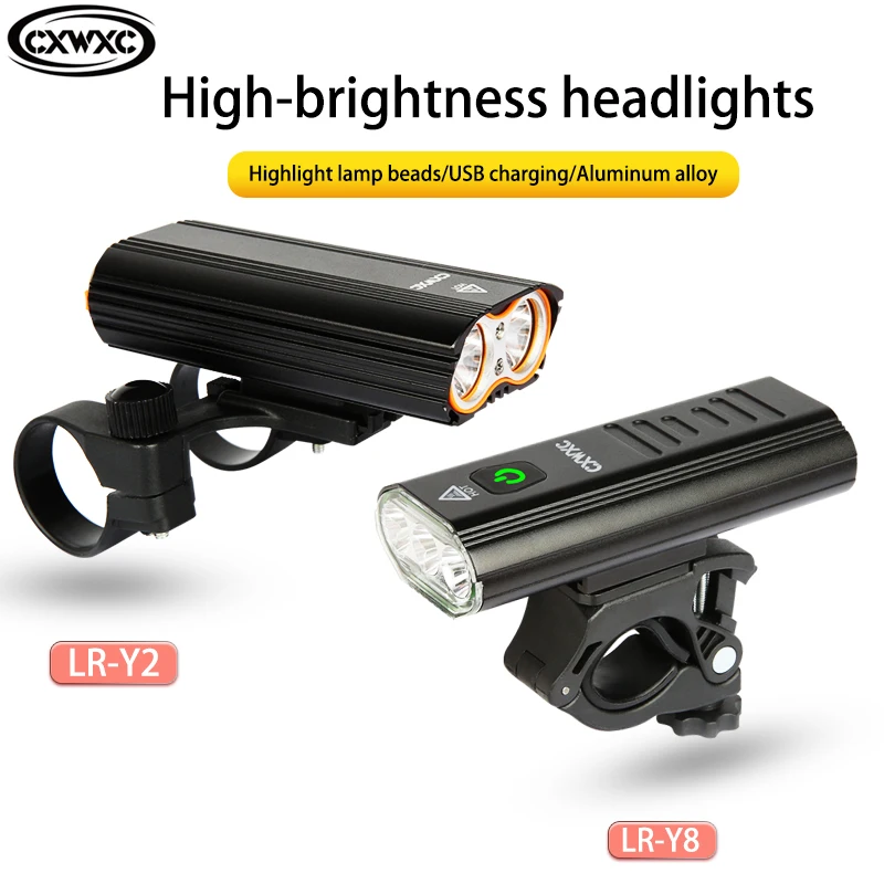 

CXWXC LR-Y2 LR-Y8 Bicycle Front Lighting Headlight for Bicycle Highlight Lantern IPX6 Flashlight USB Charging T6 LED Bike Lamp