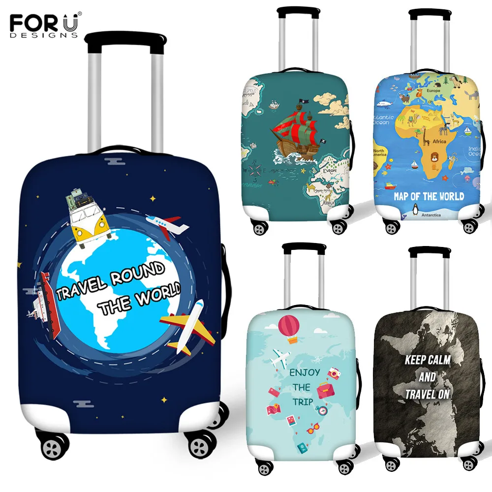 FORUDESIGNS 2019 толстый защитный чехол для багажа с принтом карты мира эластичный