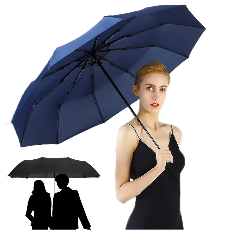 

Wind Resistant Three Folding Automatic Umbrella Rain Women Auto Luxury Big Windproof Umbrellas Men Frame Windproof 10K Parasol
