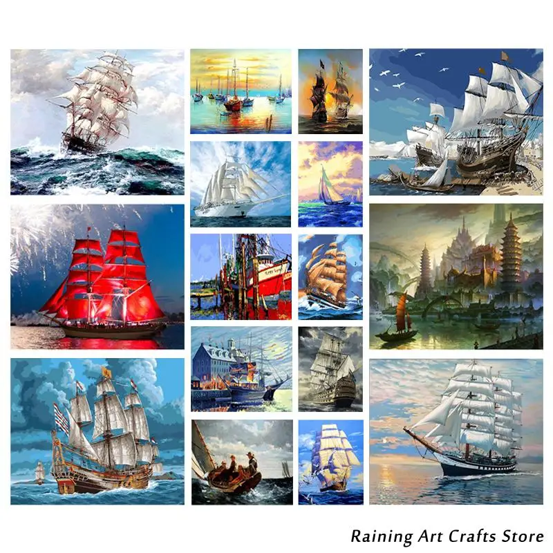 

5D Diy Diamond Painting Sailing Nautical Scenery Embroidery Full Round Square Drill Cross Stitch Kits Mosaic Pictures Home Decor