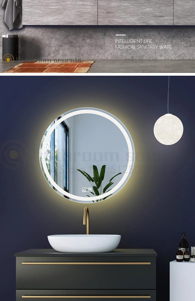 Smart Mirror Touch Screen Led Luminescent Lamp Antifogging Bathroom Mirror Washroom Mirror Wall Hangs Round Mirror Wall