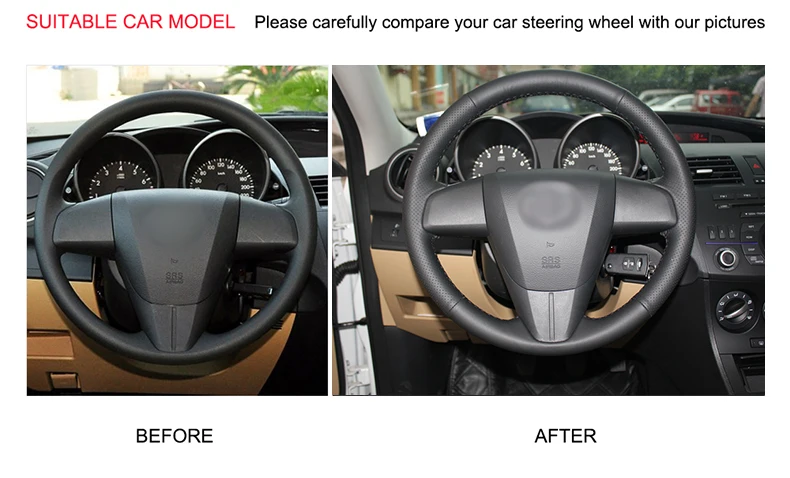 Черный чехол рулевого колеса автомобиля из искусственной кожи для Mazda 3 Axela Mazda 5 Mazda 6 CX-7 CX-9(США) 2010-2013