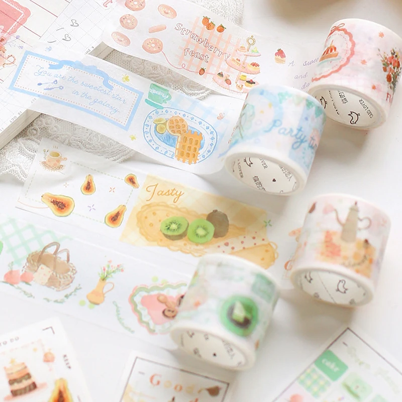 

3cm*3m Fresh Sweet Dessert Washi Tape Decorative Journal Scrapbook Planner Masking Tape Label Sticker Stationery School Supplie