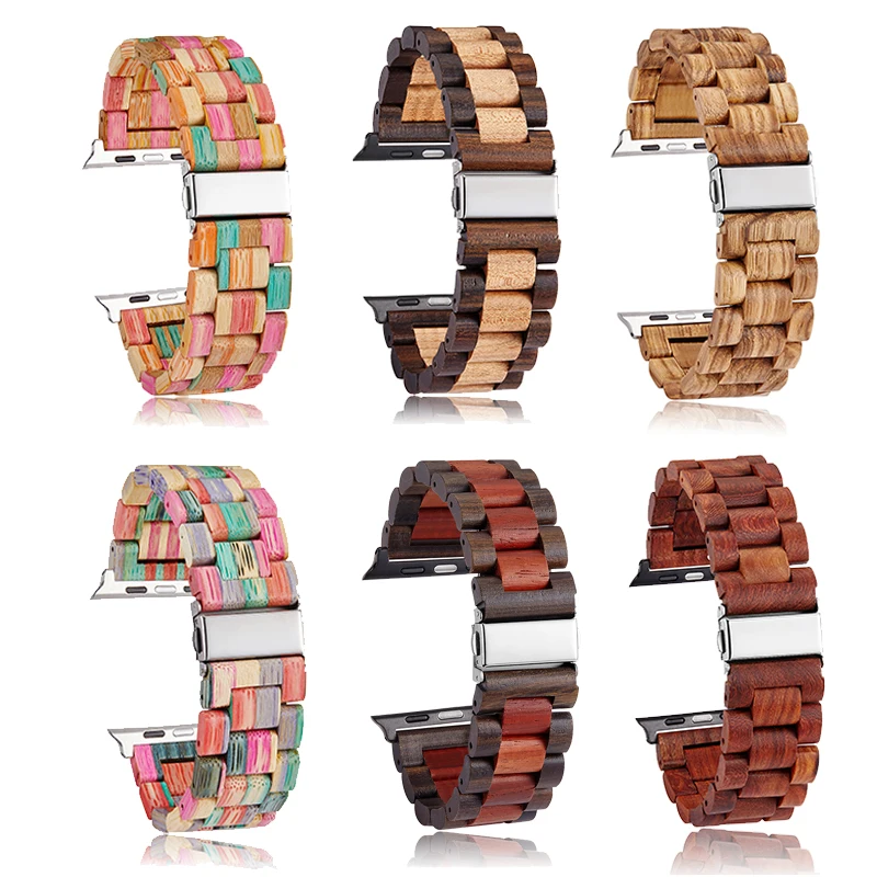 Ремешок из натурального массива дерева для наручных часов складной браслет