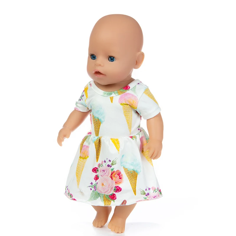 Fit 18 inch 43cm Born New Baby Doll Clothes Yellow Blue Rabbit Rainbow Dress Ice cream accessories For Gift | Игрушки и хобби