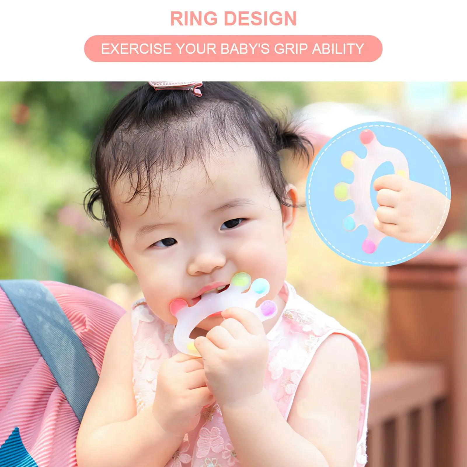 

Ring Handle Palm Baby Teething Toys Food Grade Silicone Teethers For Babies BPA Free Teething Relief Baby Chew Easy Clean Toys