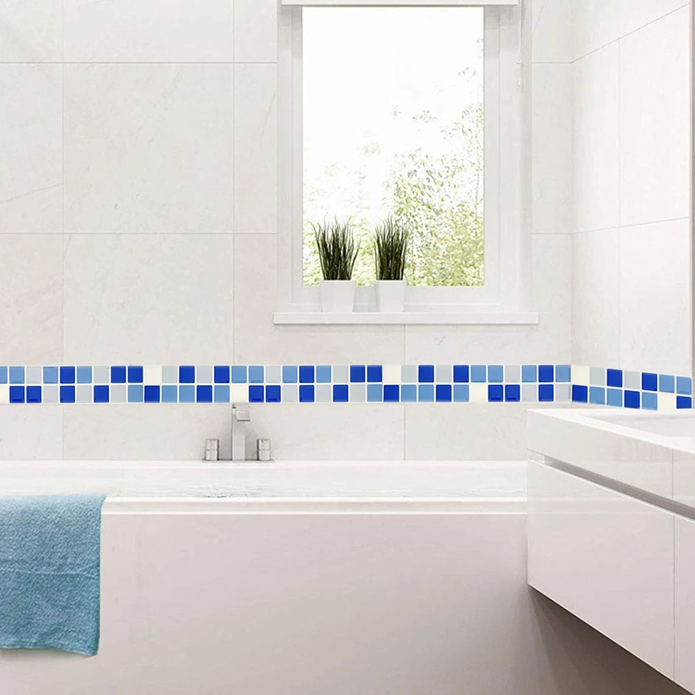 Vivid tiles 6 листов синий самоклеящийся Гладкий Декор поверхности виниловые обои 3D