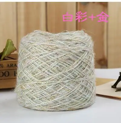 white camou gold 50 г/лот итальянская полая красочная шерстяная металлическая нить ручной вязки из грубой шерсти блестящая нить - Цвет: white camou gold