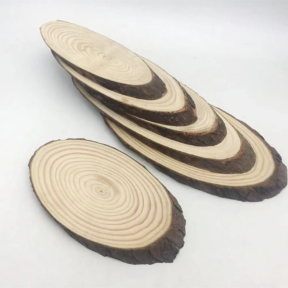 

1pc Multi Size Oval Blank Disc Tree Log Slice Plaques Natural Wooden Clips For Kids Handmade Craft Room Wedding Party Decoration