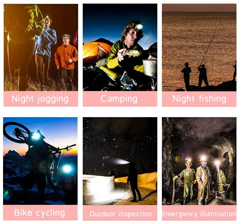 

LED Inductive Waterproof Head Lantern Strong Light Sensor Headlamp Motion USB Rechargeable Induction LED Headlight For Camping