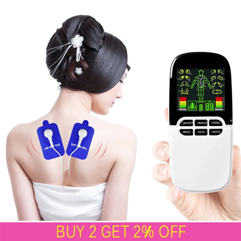 Десятки/EMS Dual Выход Электрический массажер для ног массаж Акупунктура пульса