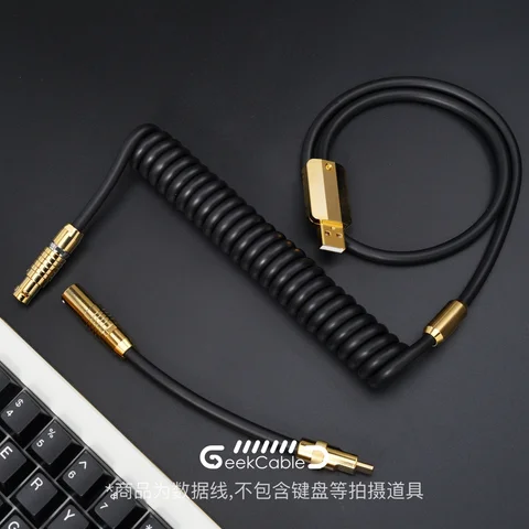 Geekcable ручной работы механический Keyboad кабель для передачи данных супер эластичный Золотой спиральный резиновый кабель для клавиатуры золотой и черный