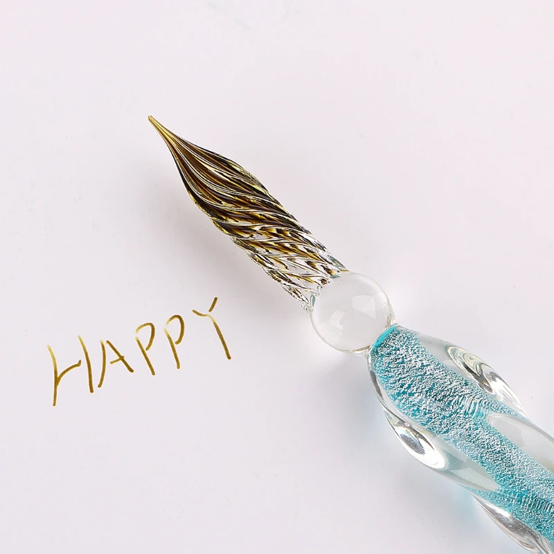1 Pc Crystal Glass Dip Pen Set Non-carbon Ink Fountain Signature Pen Writing Tools  Soda Lime Glass Pen images - 6