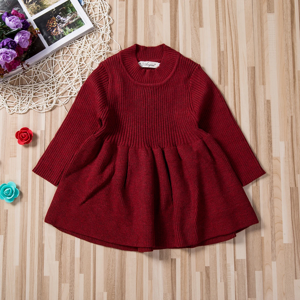 Платье для девочек lioraitiin зимнее трикотажное с длинным рукавом | Детская одежда и