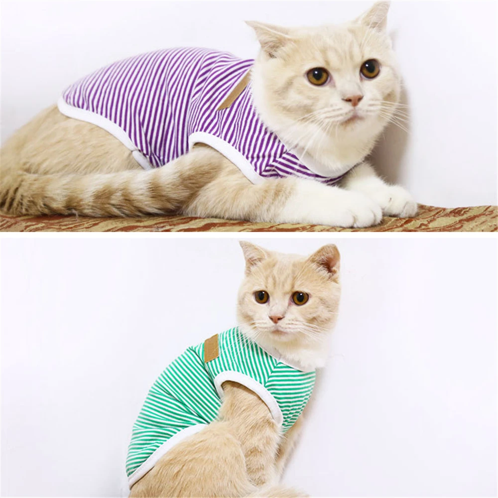 Flexible Decorate Pets Stripe Shirt for Small Medium Dog Clothing Puppy Cotton Vest Spring Summer Soft Coat Pet Costumes Product |
