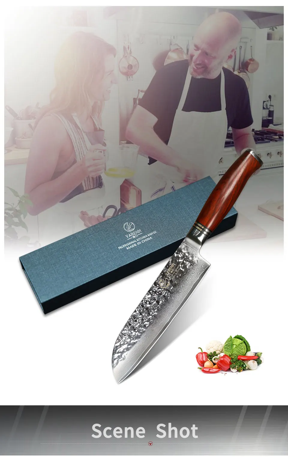 YARENH 7 inch Santoku нож шеф-повара японский VG10 филе нож Дамаск Сталь овощей Ножи лучшие sharp Professnal Кухня Ножи