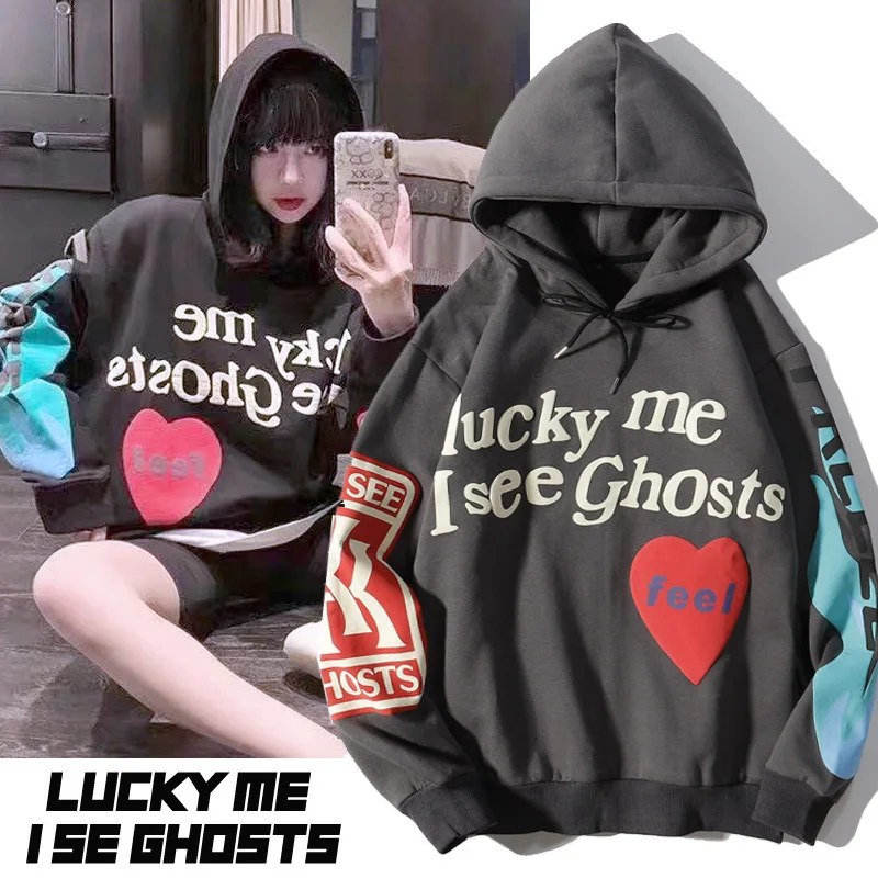 

New Kanye West Graffiti Letter Print Plus Velvet Sweatshirts Men Harajuku Fleece Hoodie Hip Hop Stranger Things Hooded Hoodies