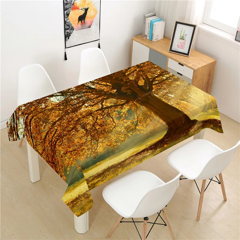 

Скатерть из полиэстера с изображением Золотого Леса, прямоугольный столик для отеля и пикника, украшение для обеденного стола