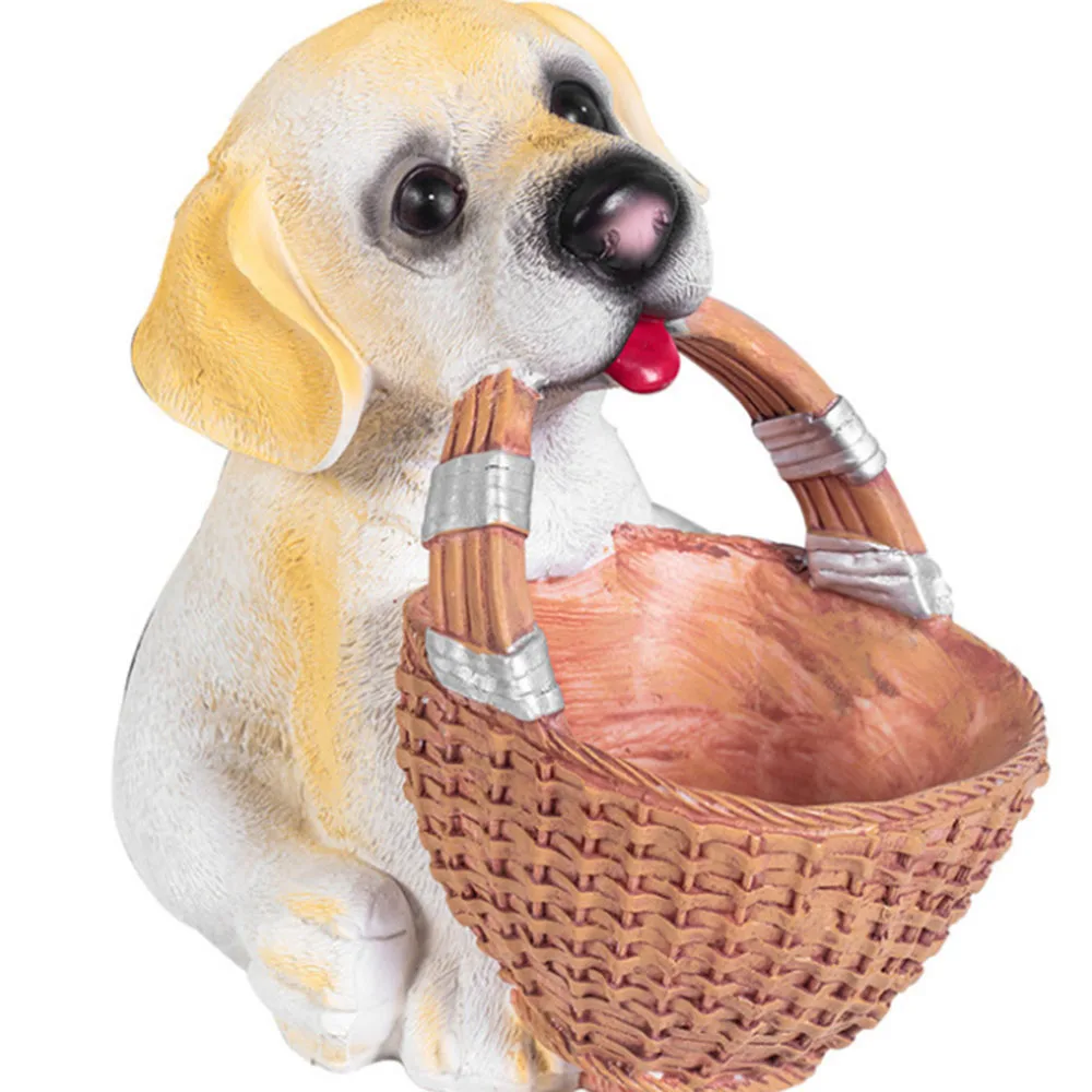 

Cute Pet Toy Basket Resin Dog Figurines Storage Basket Modern Container Home Decoration TV Wine Cabinet Kit Storage Box 1PC