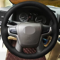 diy black faux leather%c2%a0car accessories steering wheel cover for toyota land cruiser 2015 2020 land cruiser prado crown