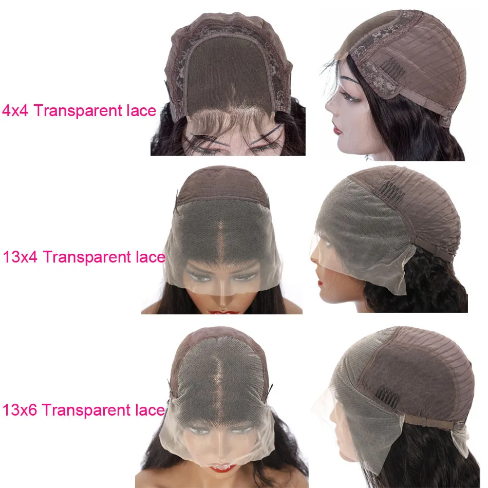 13x4/13x6 HD Transparent Lace Front Human Hair Wigs Deep Wave Wig Pre Plucked Frontal 5x5 Closure Wimmin | Шиньоны и парики
