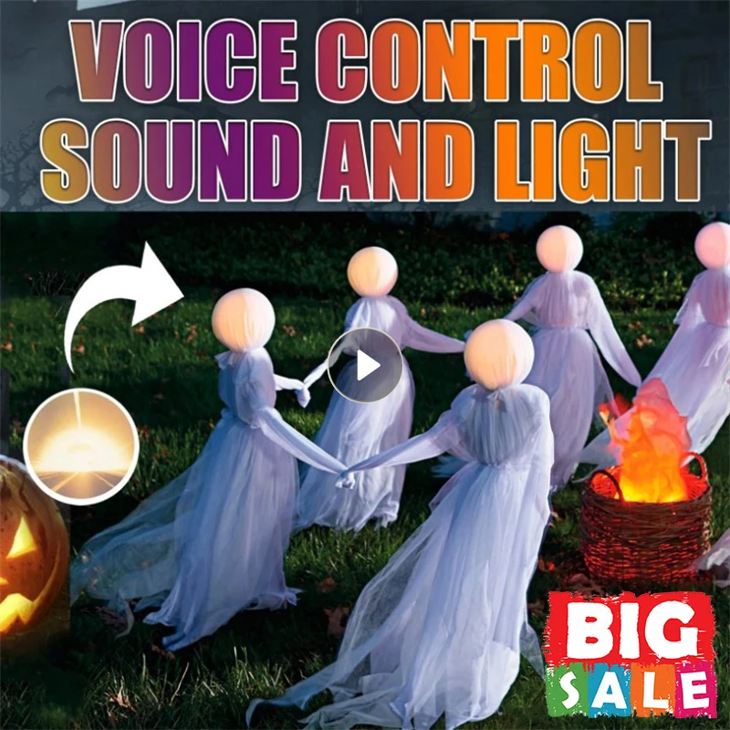 

Хэллоуин, голосовое управление, Индукционная светящаяся 3 человека, держится за руку, ведьма, Hoilday, вечеринка, сад, светящаяся, страшная лампа