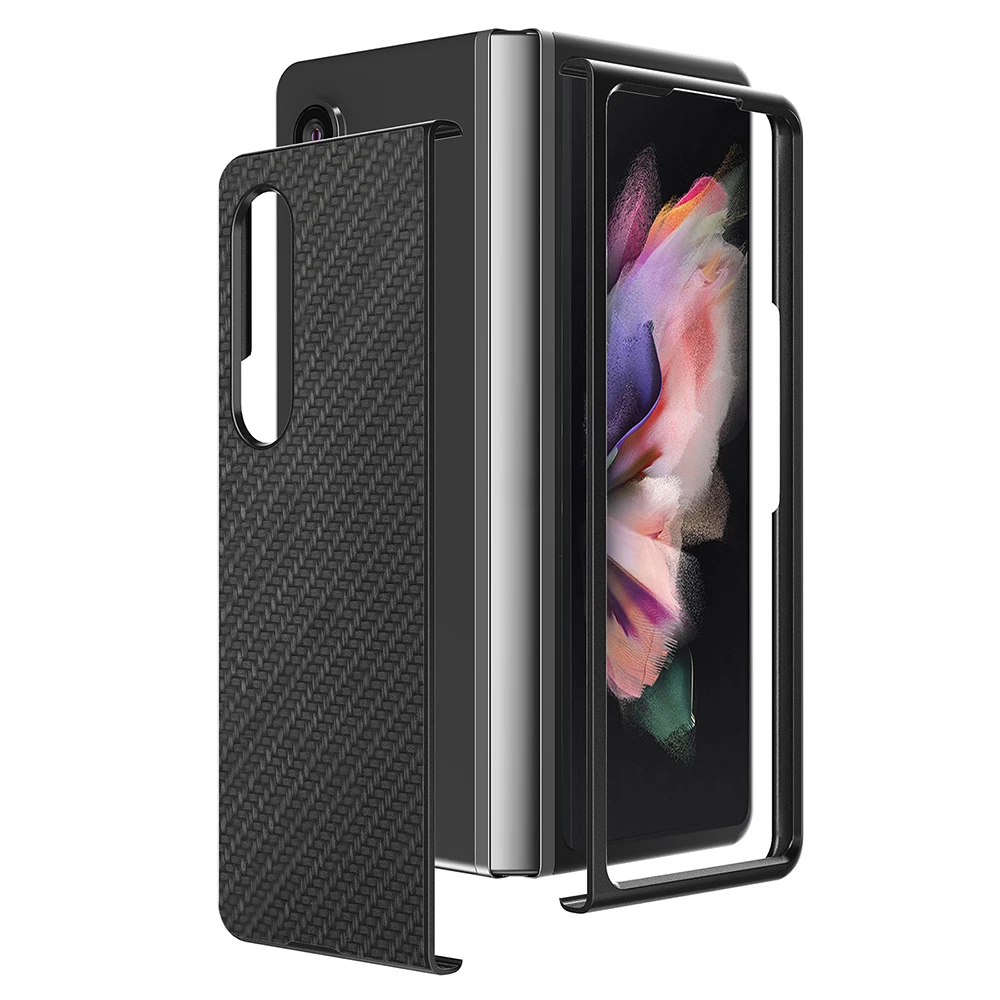 Samung Z Fold 3 Case Carbon Fiber Slim Back Cover For Samsung Galaxy Z Fold3 5G 2021 7.6'' Hard PC Bumper Shockproof Coque Funda images - 6