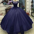 Angelsbridep, темно-синее платье, платья для Quinceanera 2021, прозрачные платья с коротким рукавом и вырезом, 16 платьев, Тюлевое платье с аппликацией, 15 лет