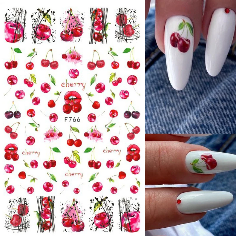 

1pcs Summer Fruits Type 3D Nails Art Stickers watermelon Strawberry Lemon Design Adhesive Sliders Manicure Accessory Decoration