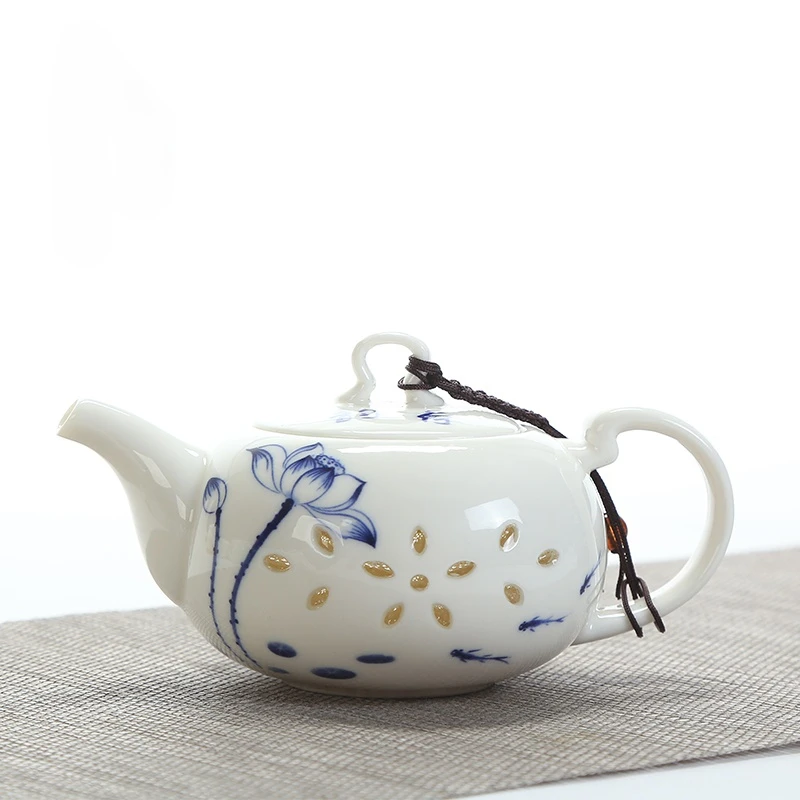 

Tea Infuser White Teapot Hollow Ceramic Handmade Small Kettle Household Filter Kung Fu Juego De Te Chinese Teaware ED50CH