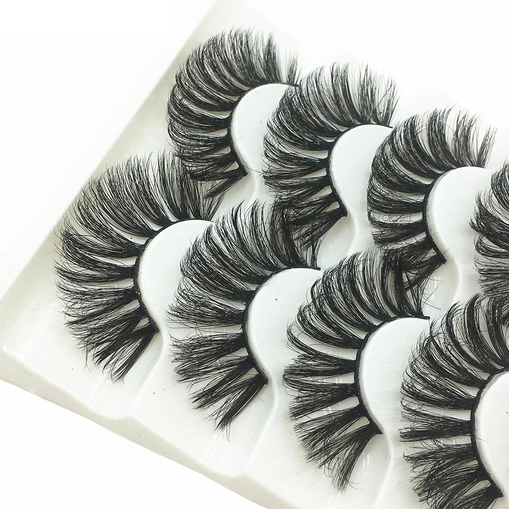5 Pairs Soft 3D Mink Hair False Eyelashes Wispy Multilayers Thick Cross Natural Long Lashes Extension Eye Makeup Tools Handmade | Красота и