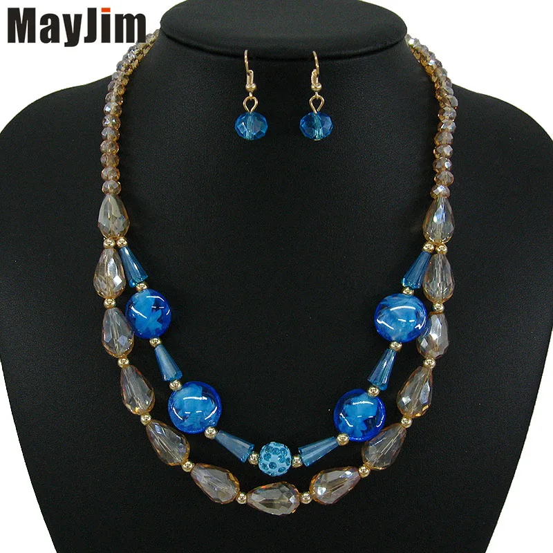 Модное винтажное ожерелье MayJim из цветной глазури с кристаллами ювелирные наборы