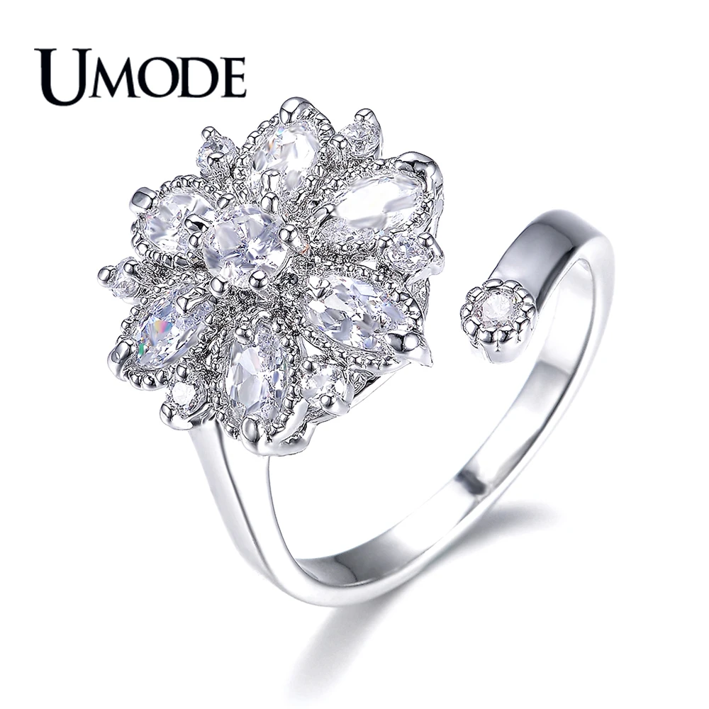 Женское кольцо с фианитом UMODE обручальное цвета белого золота ААА + летняя
