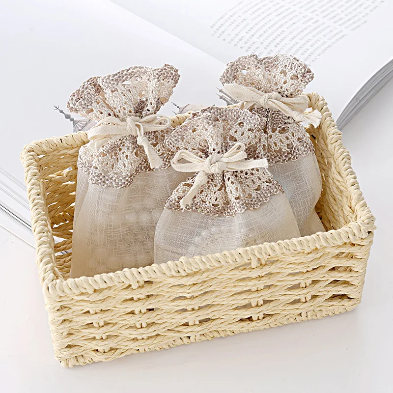 

Wholesale Party Lace Gift Bags For Jewelry Packaging Transparent Stitching Wave Drawstring Storage Pocket 10x14cm