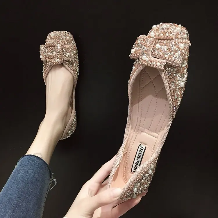 2020 г. Весенне-летние туфли с боковой пряжкой женские туфли-стразы удобная обувь