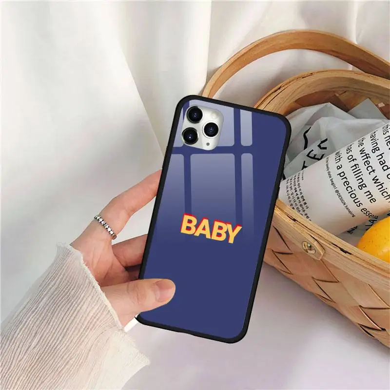 

BABY girl honey art line Phone Case Tempered glass For iphone 11 12 PRO MAX X XS XR 5C 6 6S 7 8 plus