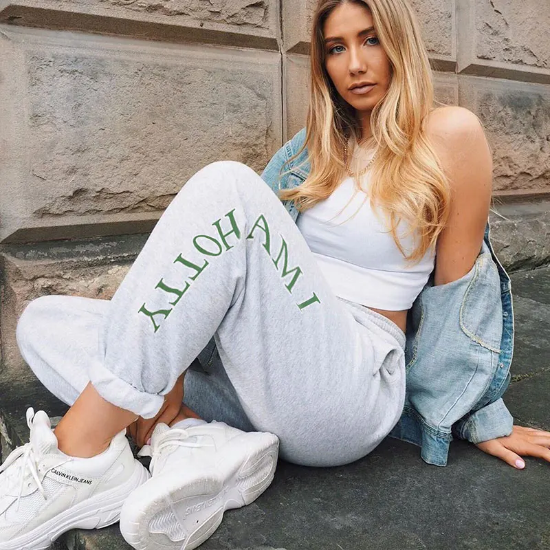 2019 новые осенние женские повседневные брюки-гаремы с буквенным принтом и высокой