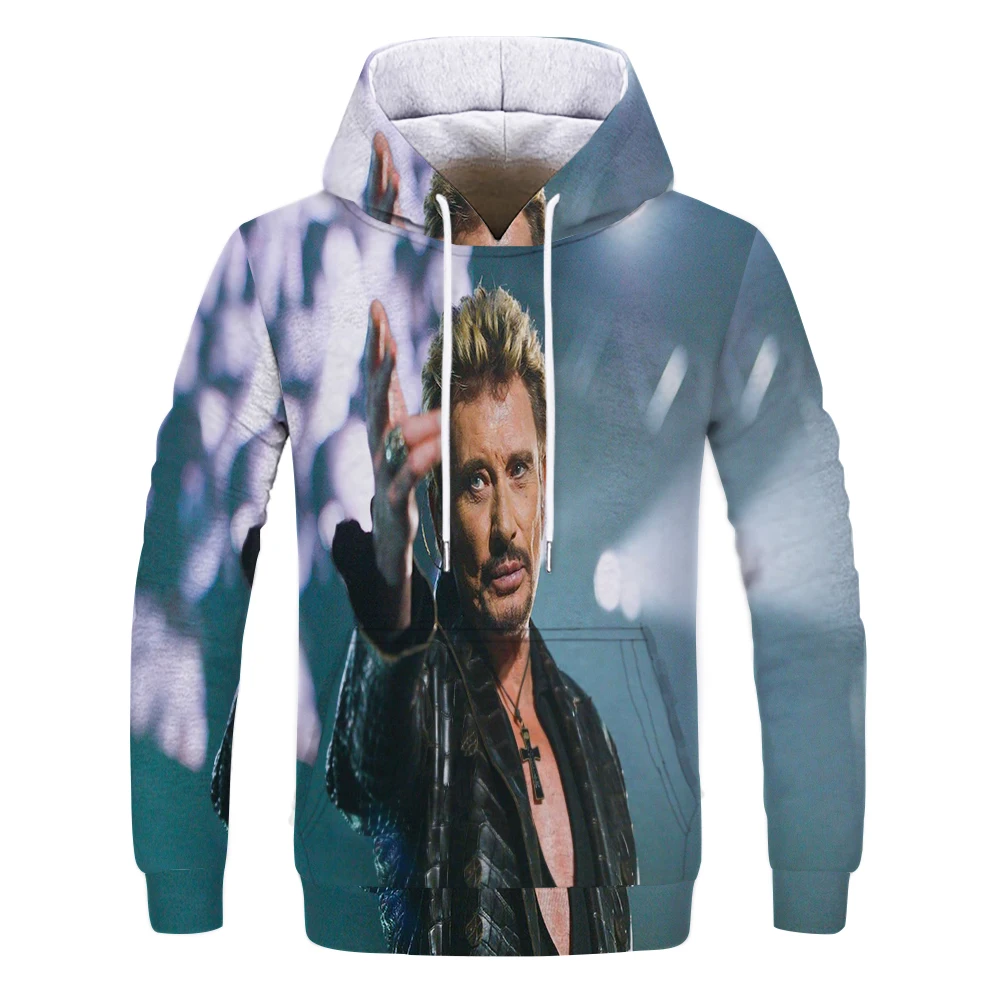 

Johnny Hallyday funny 3D printed men women hooded hoodie sweatshirt fashion graphic hoodie casual streetwear pullover hoodie