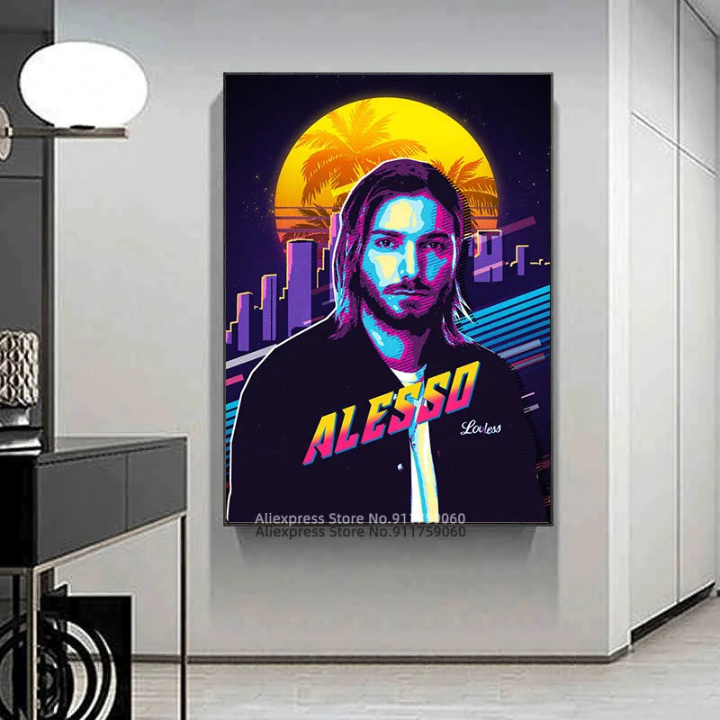 Трендовый постер Dj в стиле ретро 80-х ALESSO Классическая Картина на холсте принты